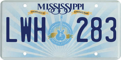 MS license plate LWH283