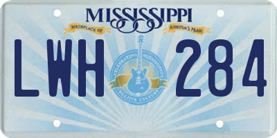 MS license plate LWH284