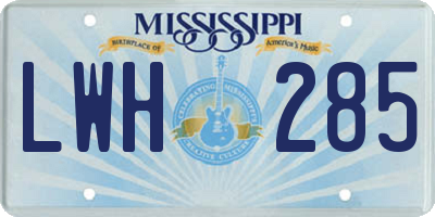 MS license plate LWH285