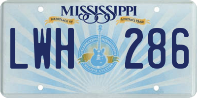 MS license plate LWH286