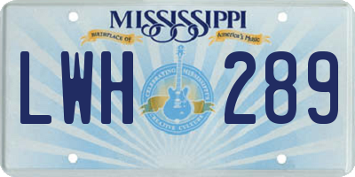 MS license plate LWH289