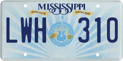 MS license plate LWH310