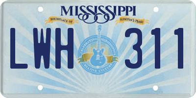 MS license plate LWH311