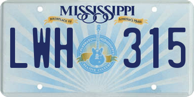 MS license plate LWH315