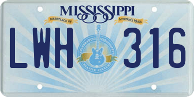 MS license plate LWH316