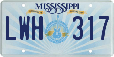 MS license plate LWH317