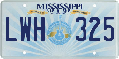 MS license plate LWH325