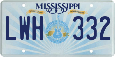 MS license plate LWH332