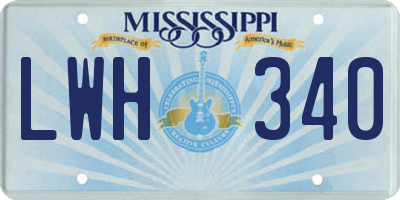 MS license plate LWH340