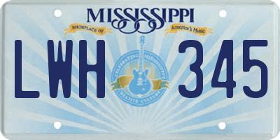 MS license plate LWH345