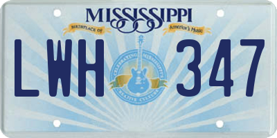 MS license plate LWH347