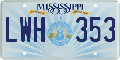 MS license plate LWH353