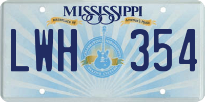 MS license plate LWH354