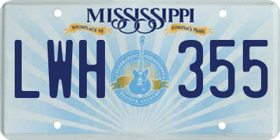 MS license plate LWH355