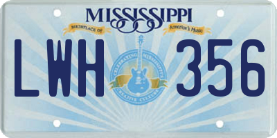 MS license plate LWH356