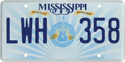MS license plate LWH358