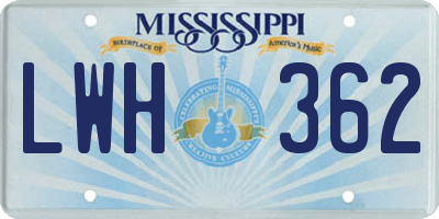 MS license plate LWH362