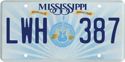 MS license plate LWH387