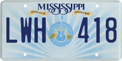 MS license plate LWH418