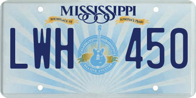 MS license plate LWH450