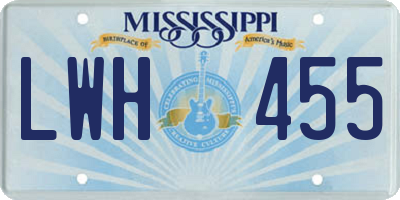 MS license plate LWH455