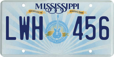 MS license plate LWH456