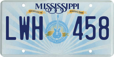 MS license plate LWH458