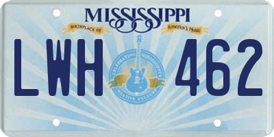 MS license plate LWH462