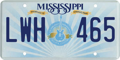 MS license plate LWH465