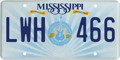 MS license plate LWH466