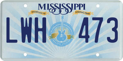 MS license plate LWH473
