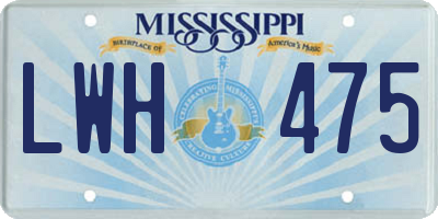 MS license plate LWH475