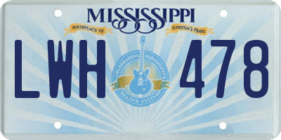 MS license plate LWH478