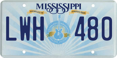 MS license plate LWH480