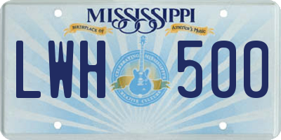 MS license plate LWH500