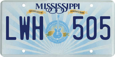 MS license plate LWH505