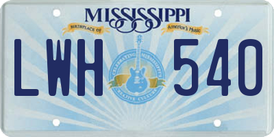 MS license plate LWH540
