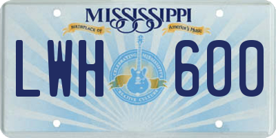 MS license plate LWH600