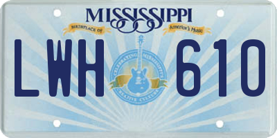 MS license plate LWH610