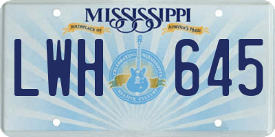 MS license plate LWH645