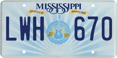 MS license plate LWH670