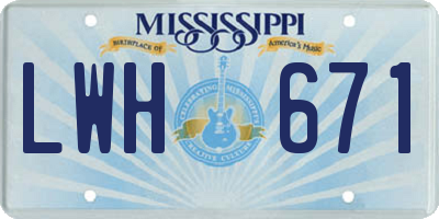 MS license plate LWH671