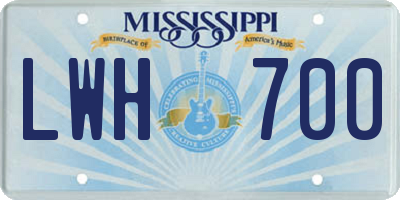 MS license plate LWH700