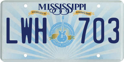 MS license plate LWH703