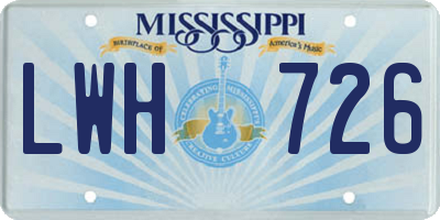 MS license plate LWH726