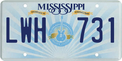 MS license plate LWH731
