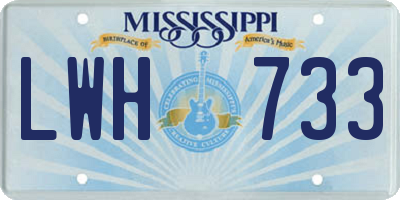MS license plate LWH733