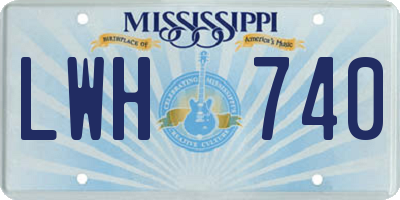 MS license plate LWH740