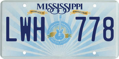MS license plate LWH778