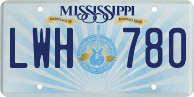 MS license plate LWH780